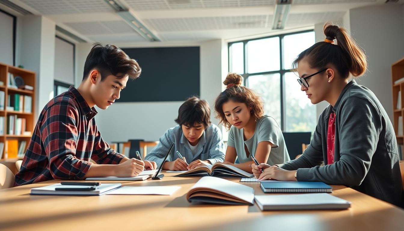 Student preparing for exams with study materials