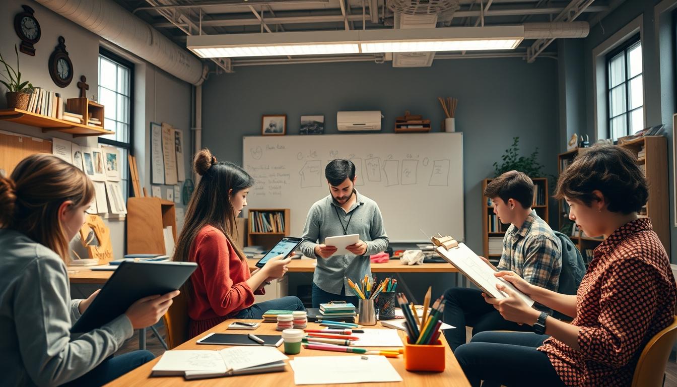 Students collaborating in study space
